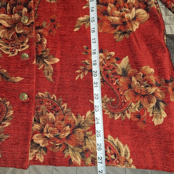 VINTAGE Alfred Dunner Textured Granny Couch Fabric Blazer Red Paisley Sz 18 - Picture 9 of 9